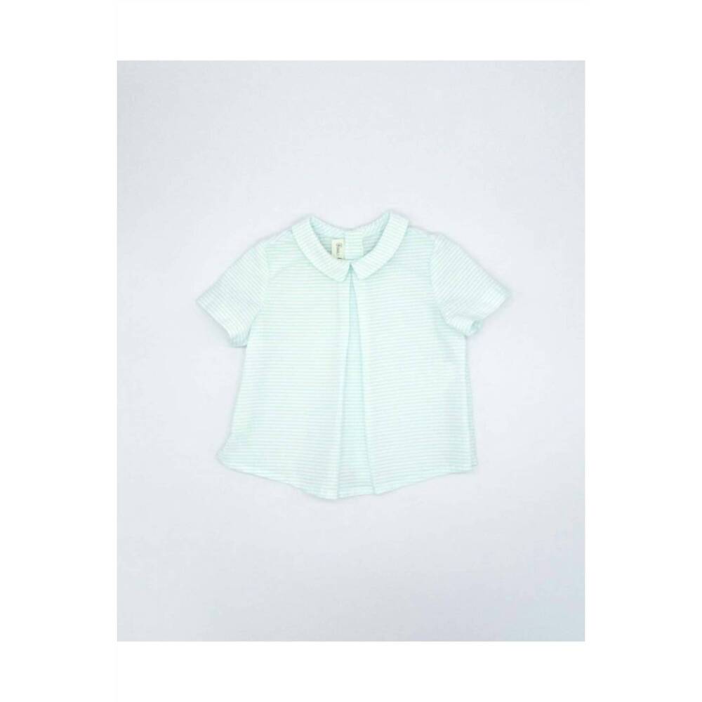 NEW FINA EJERIQUE girl's triped collared baby top in blue and white striped